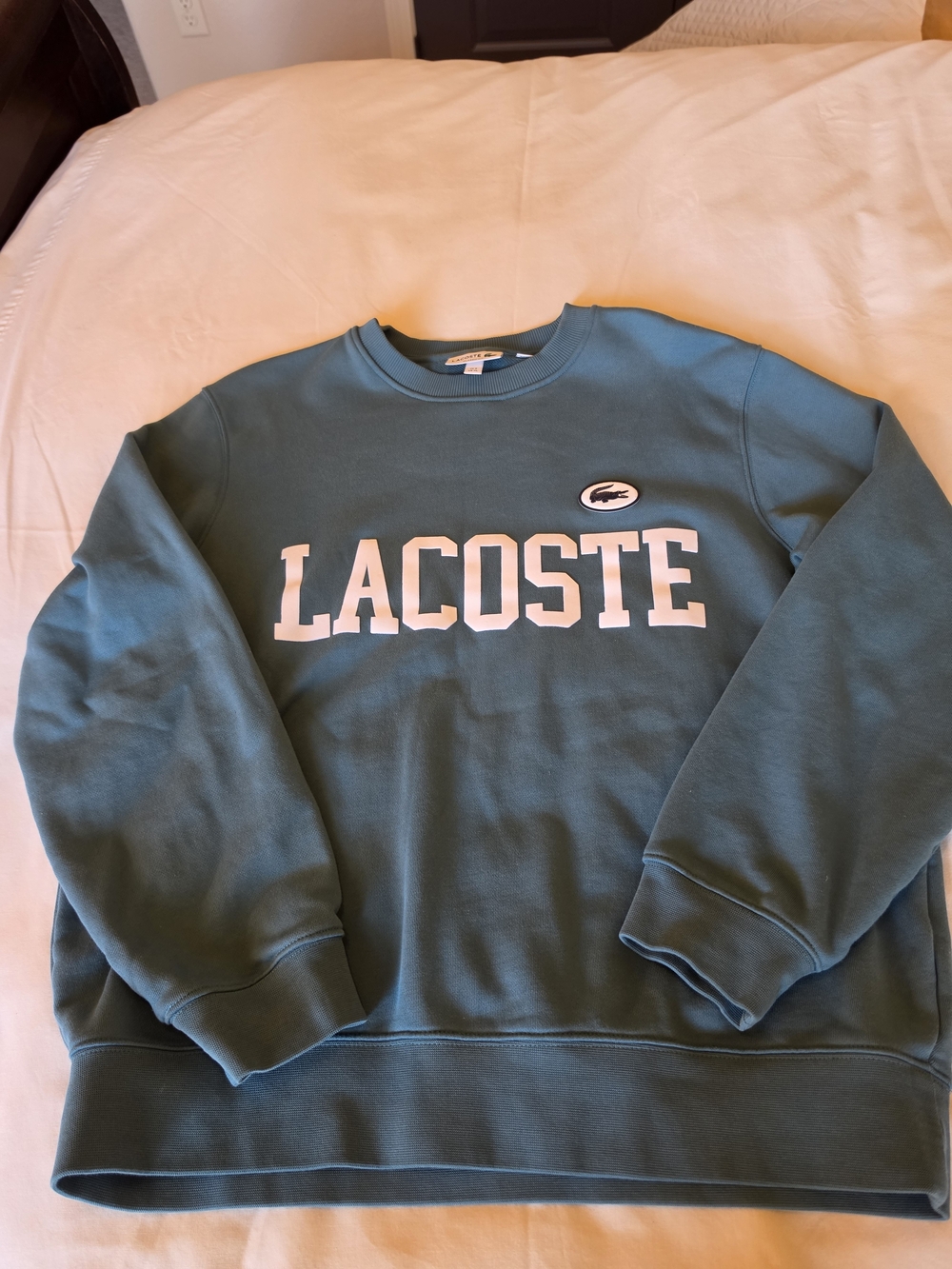 Lacoste Teal Green Crewneck Sweatshirt with White Logo